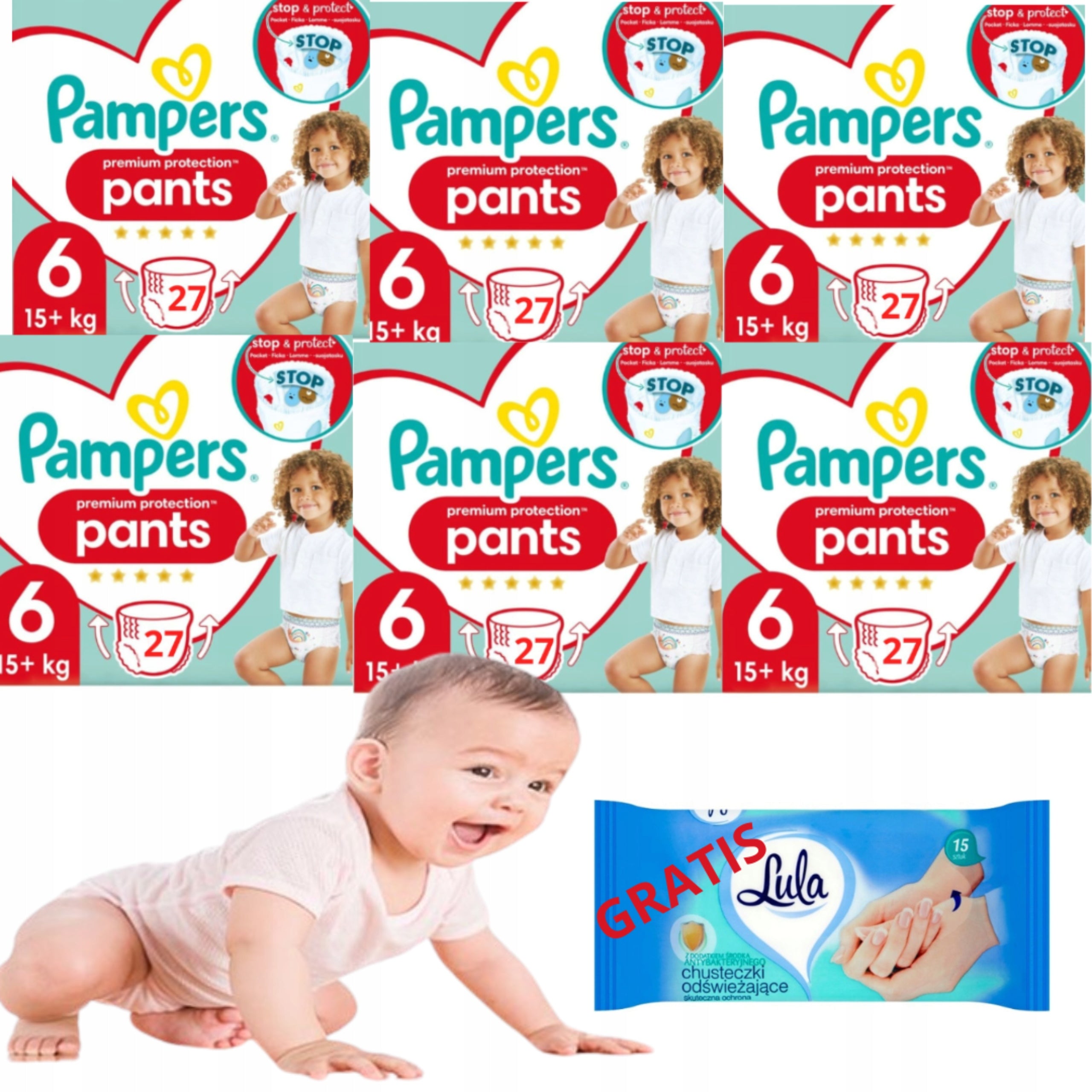 PAMPERS PANTS 6 PREMIUM (6x27pcs)162pcs CARE DIAPERS CLOSED HIT