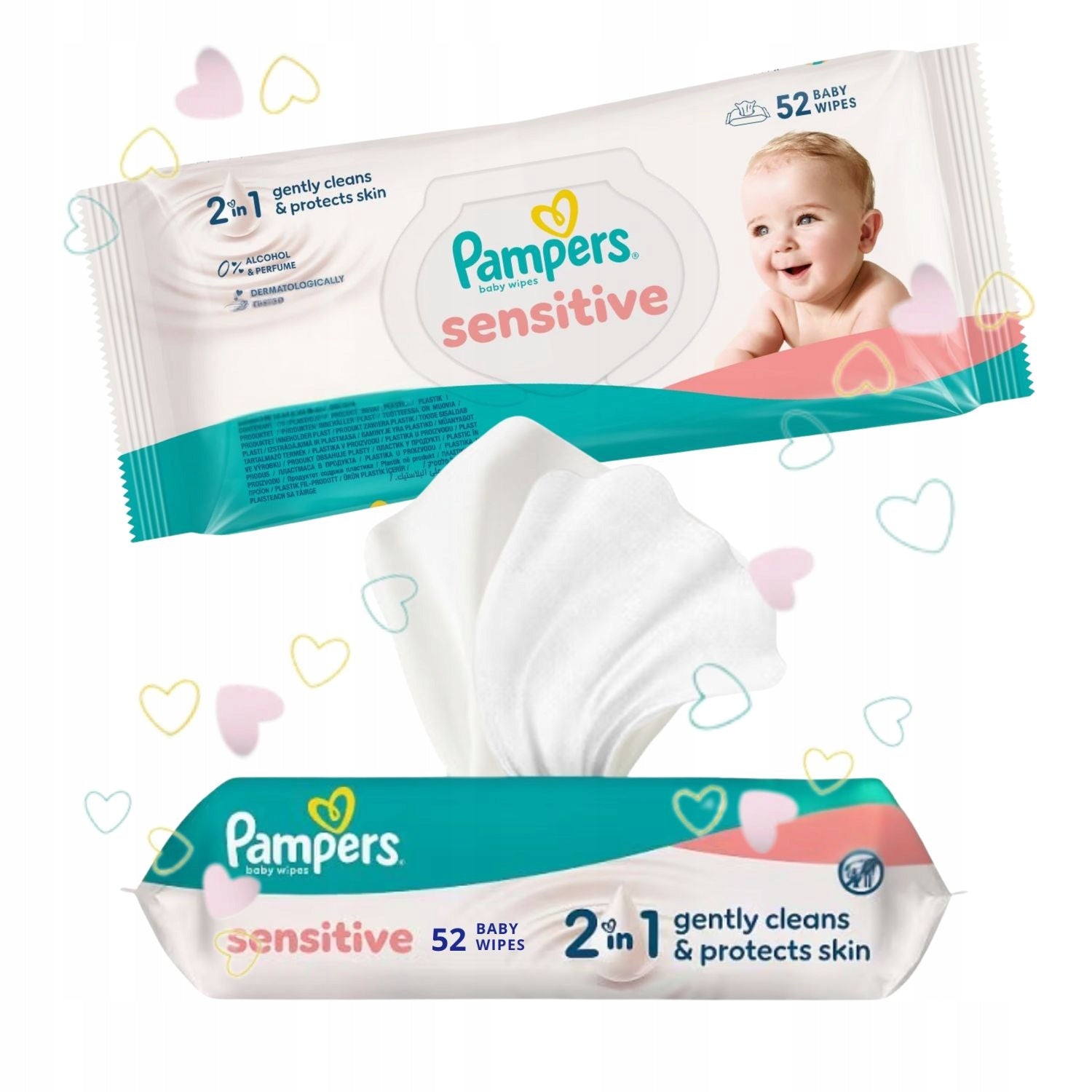 PAMPERS SENSITIVE Baby Wipes Baby Wet Wipes 52pcs Packaging status original