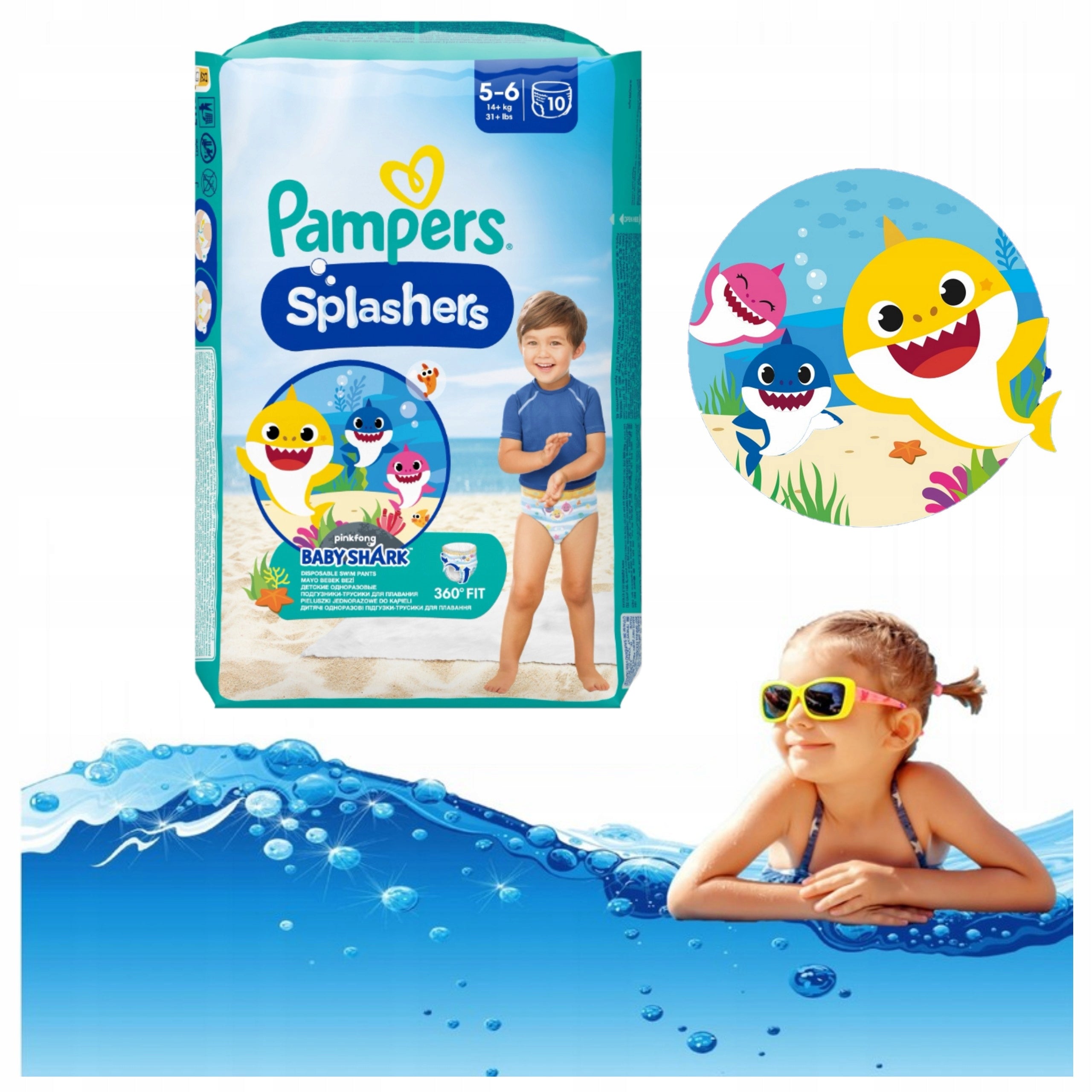 PAMPERS SPLASHERS SWIMMING DIAPERS WATER DIAPERS 14-18kg 10pcs