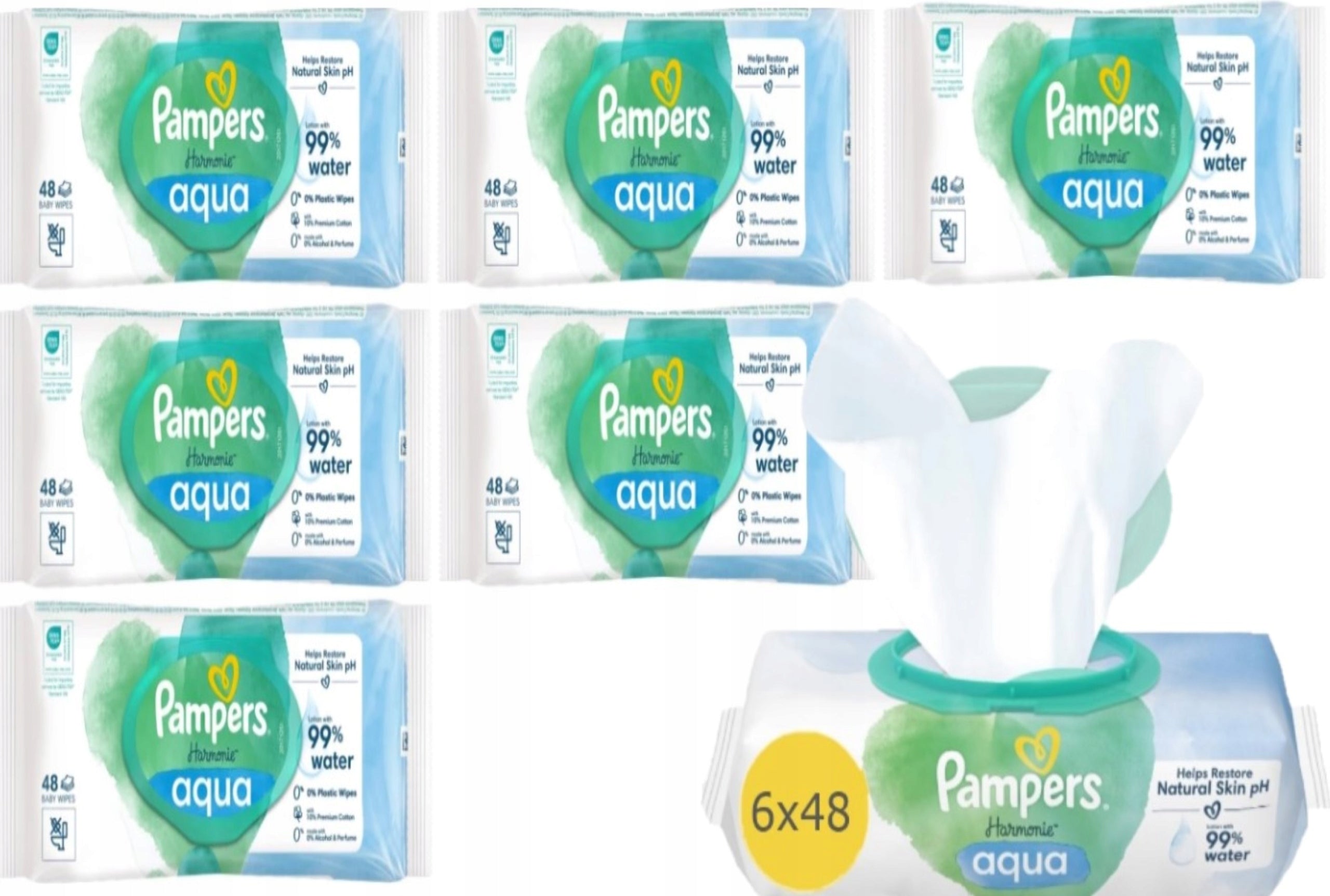 PAMPERS WET WIPES HARMONIE AQUA 6x48