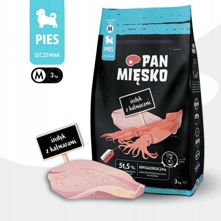 PAN MIĘSKO Dry dog food PUPPIES TURKEY and Seafood VITAMINS M 3kg
