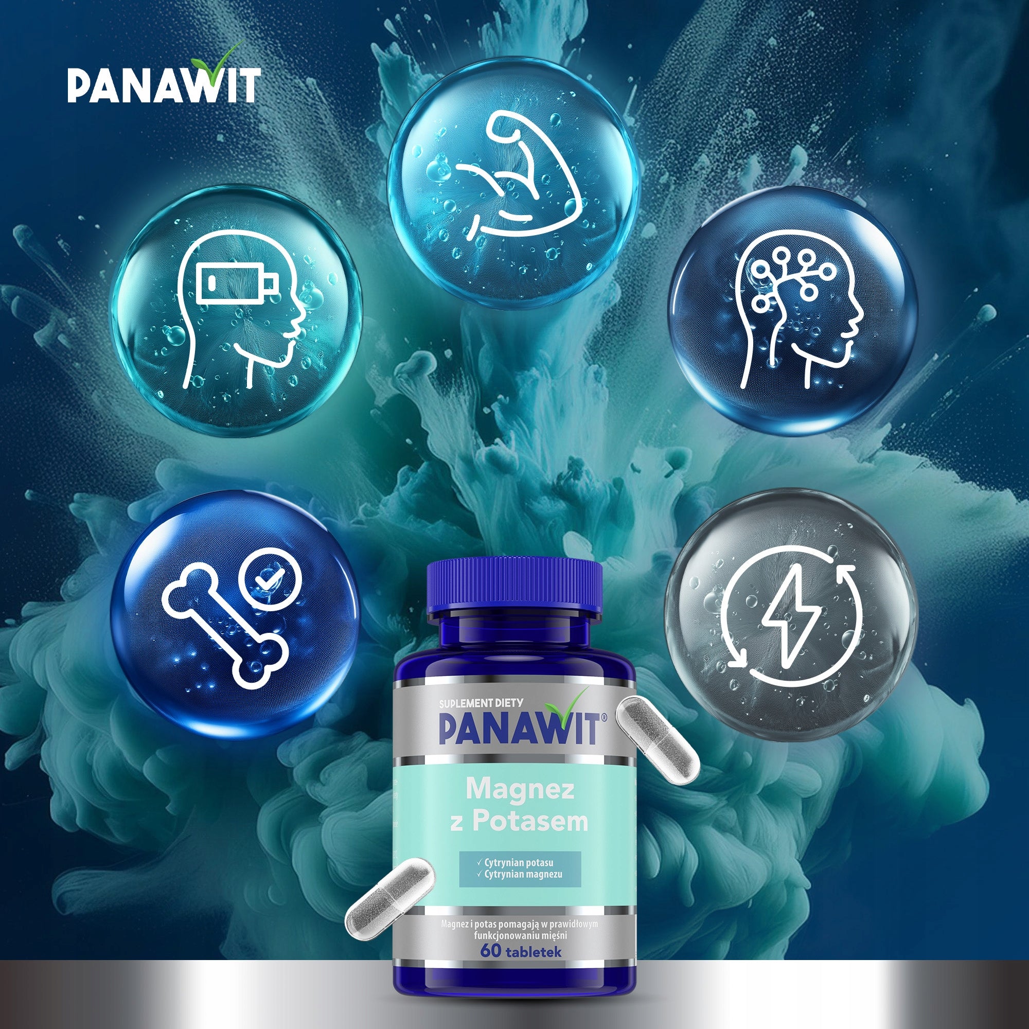 PANAWIT Magnesium with Potassium 60 tabl. Helps to reduce fatigue and fatigue Form tablets