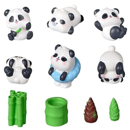 PANDA DECORATIVE FIGURINES FOR CAKE RESIN ANIMALS 10 PCS. for birthday Brand no brand