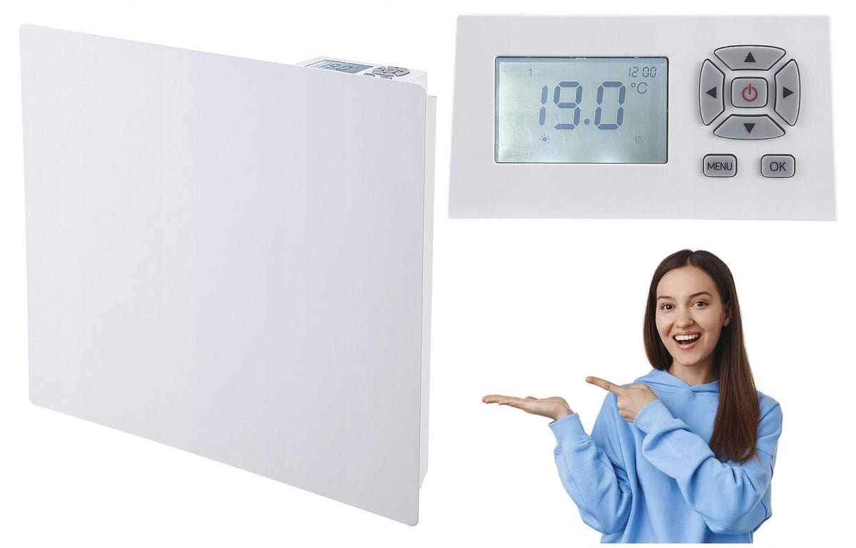 PANEL electric convector heater, white, 1000W, PROGRAMMER
