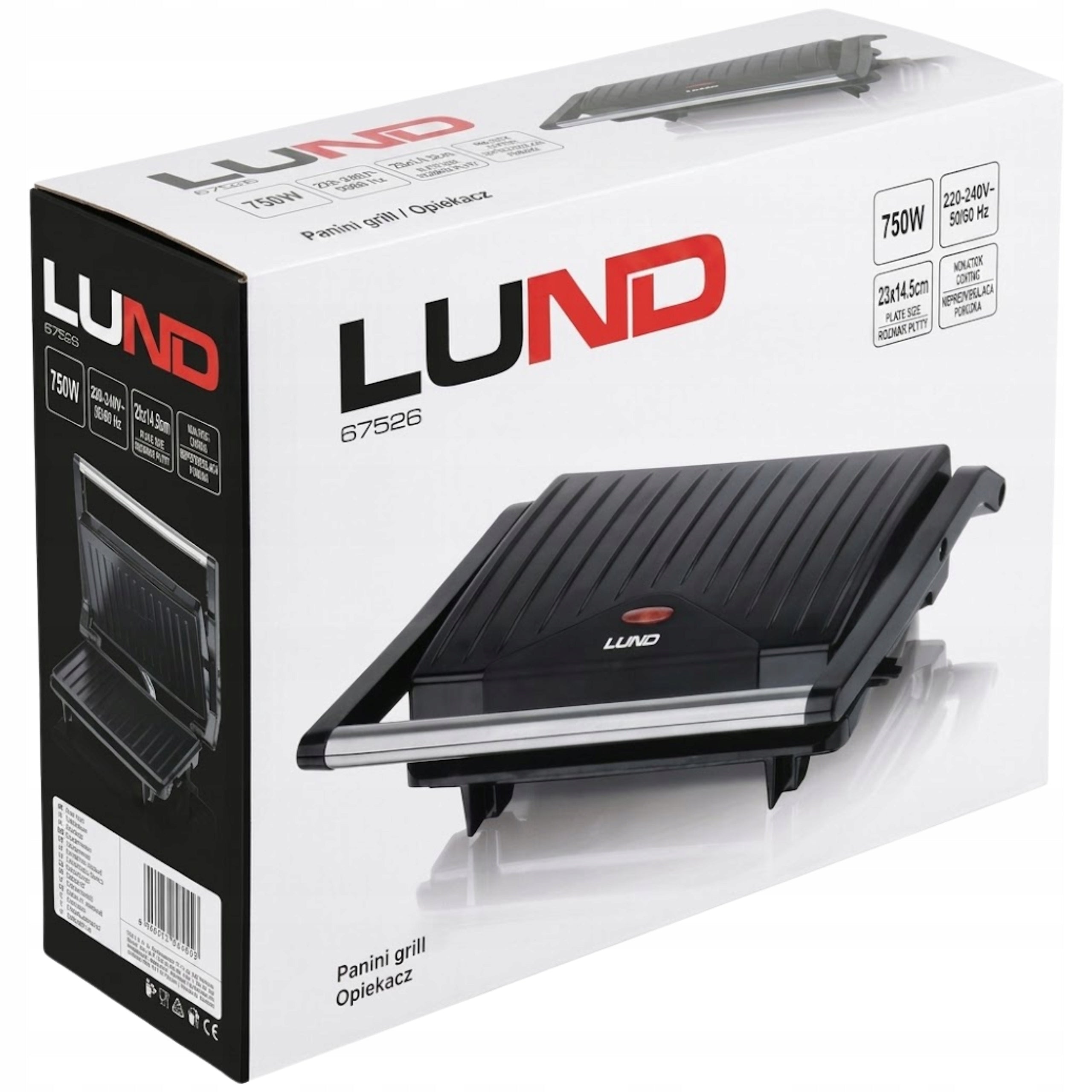 PANINI ELECTRIC GRILL SANDWICH TOASTER OVEN 750W LUND Power rating 750 W