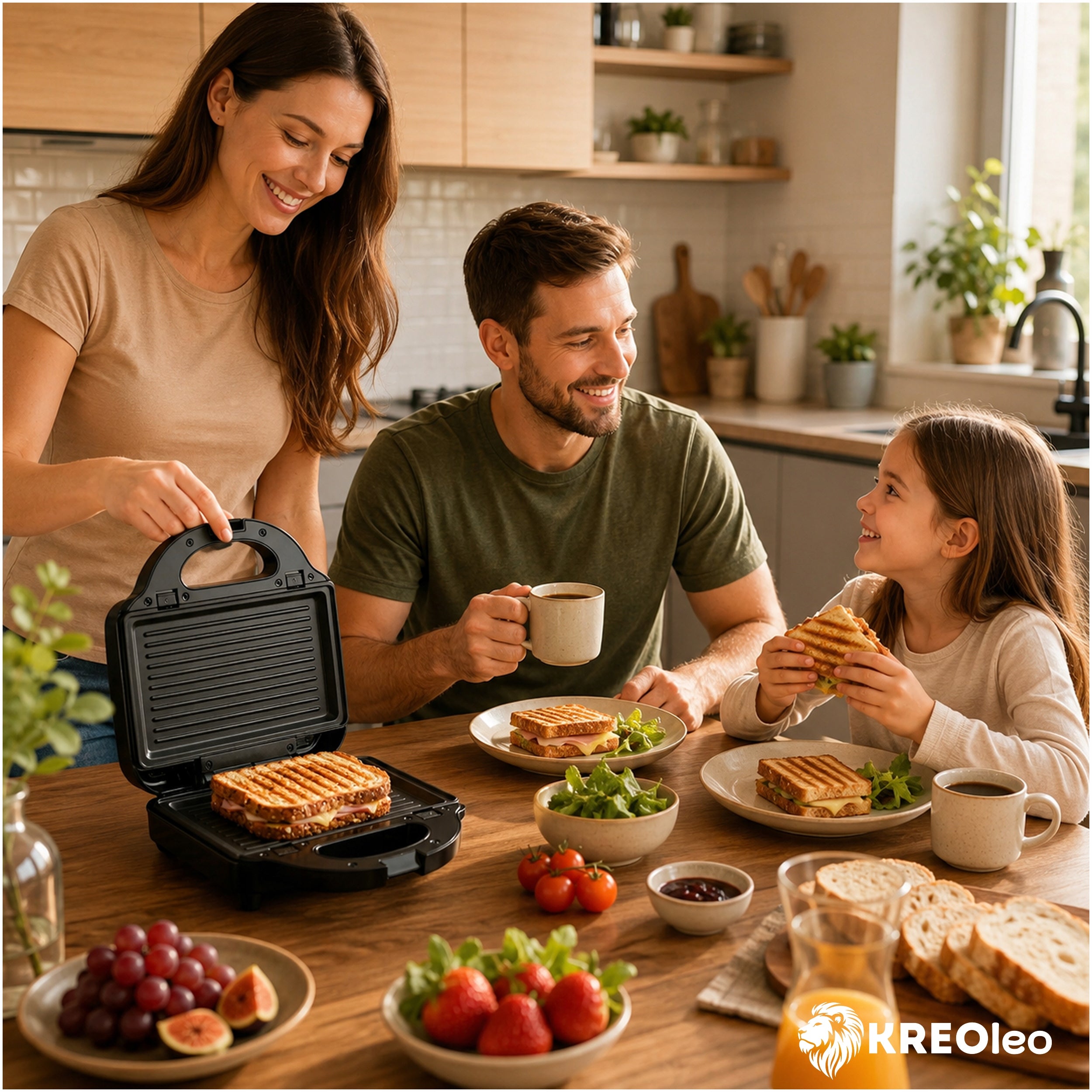 PANINI SANDWICH TOASTER GRILL TOASTER ELECTRIC WAFFLE IRON 3IN1 STRONG Model TOSTER KREOleo