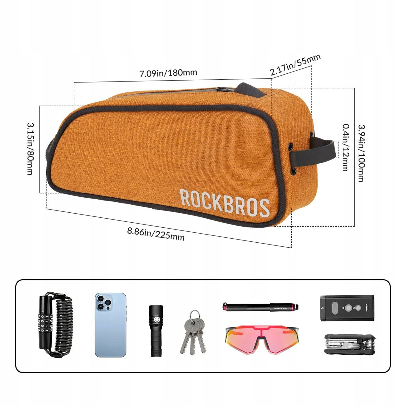 PANNIER BICYCLE BAG FOR FRAME WATERPROOF PHONE POUCH 0,7L ROCKBROS Brand Rockbros