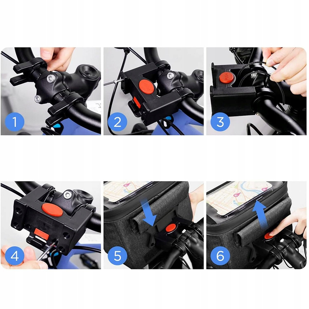 PANNIER BICYCLE BAG FOR HANDLEBARS BICYCLE PHONE WATERPROOF ROOMY 5L Product depth 18.3 cm