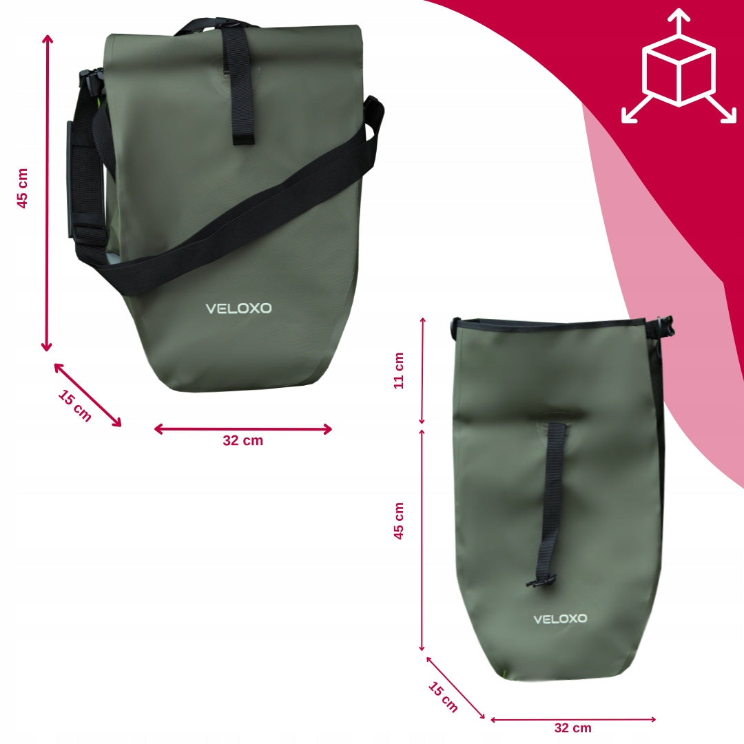 PANNIER BICYCLE BAG VELOXO ADVENTURE PRO 25 GREEN SOLID FOR TRUNK 25L Model Adventure Pro 25