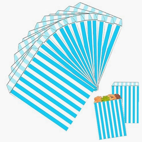 PAPER BAGS STRIPS CANDY SWEET BUFFET PARTY BIRTHDAY 100 PCS