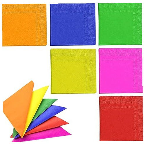 PAPER COCKTAIL NAPKINS 120PCS MULTICOLOR FOR BIRTHDAY PARTY