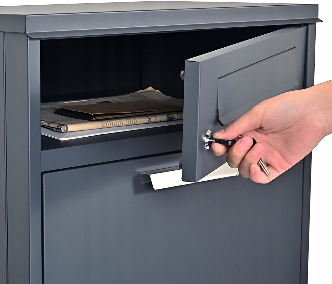 PARCEL BOX LETTERS COURIER STANDING SLOT Color gray