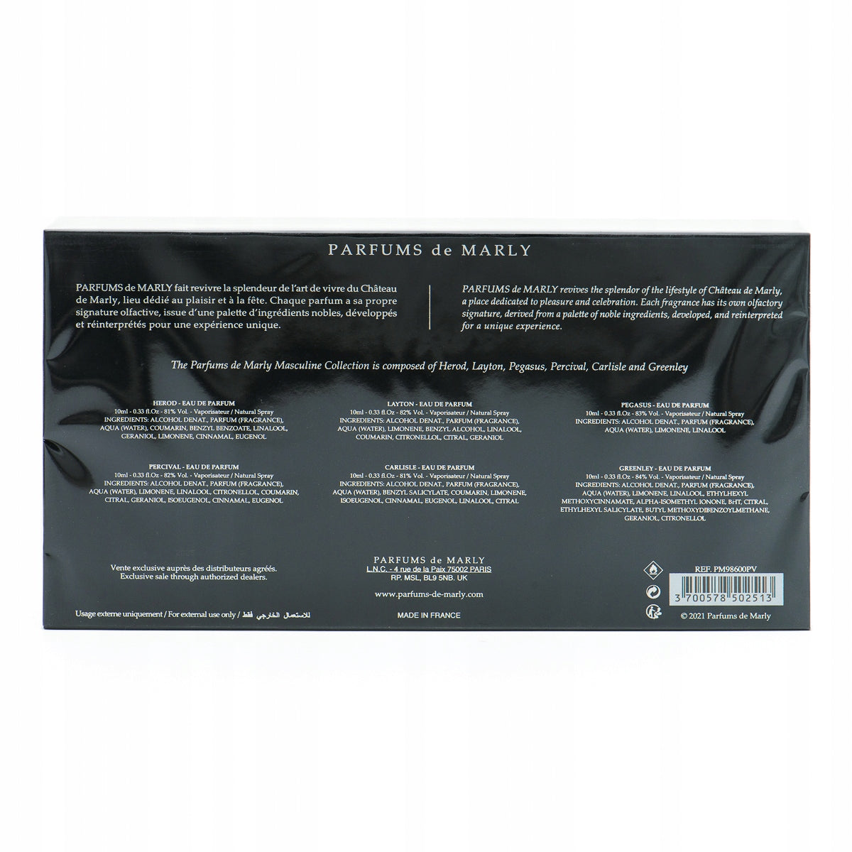 PARFUMS DE MARLY Masculine Discovery PEG/HER/LAY/PER/CAR/GRE Set) 10mlx6 Packaging status original