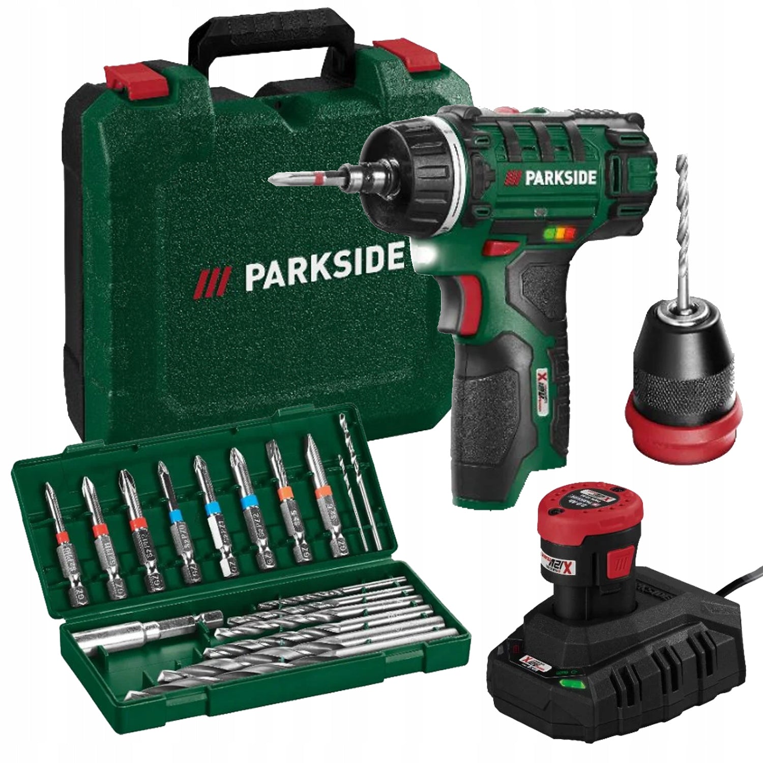 PARKSIDE PBSA 12 E4 12V Cordless LED Drill/Driver + SUITCASE