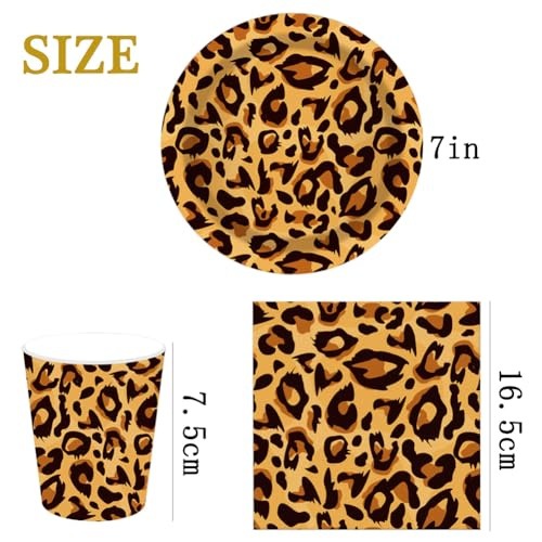 PARTY UTENSILS LEOPARD PAPER PLATES CUPS FOR BIRTHDAY 8 PEOPLE Manufacturer code Bez marki