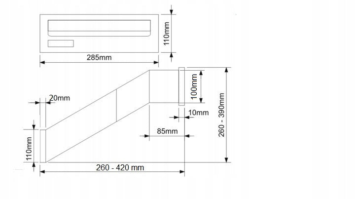 PASS-THROUGH LETTER BOX FOR BUILDING, ADJUSTABLE, MAT BLACK + 3 KEYS Color black
