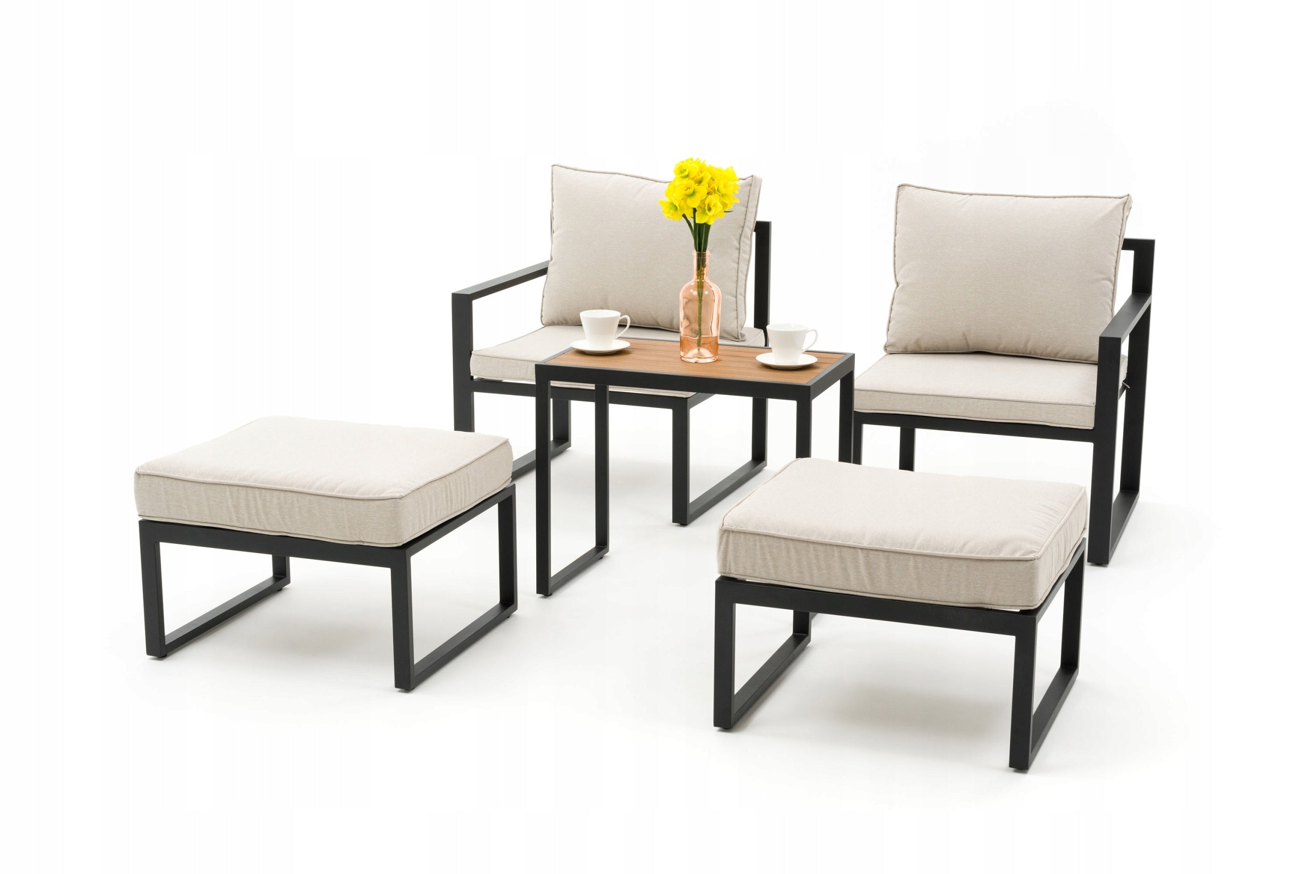 PATIO FURNITURE BALCONY MODERN ALUMINUM ATOLL 2 GRAPHITE BEIGE Color beige