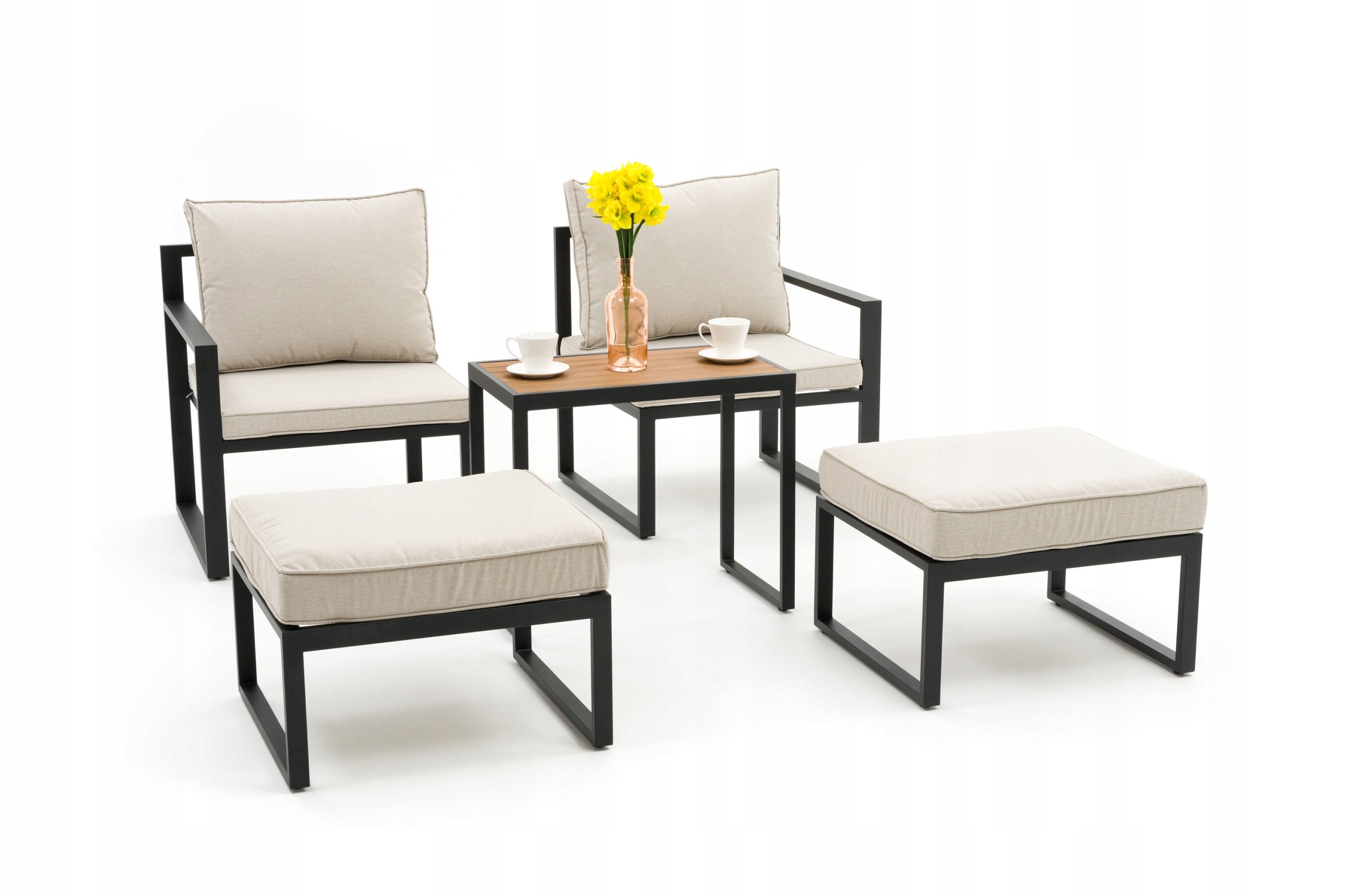 PATIO FURNITURE BALCONY MODERN ALUMINUM ATOLL 2 GRAPHITE BEIGE Main material aluminum