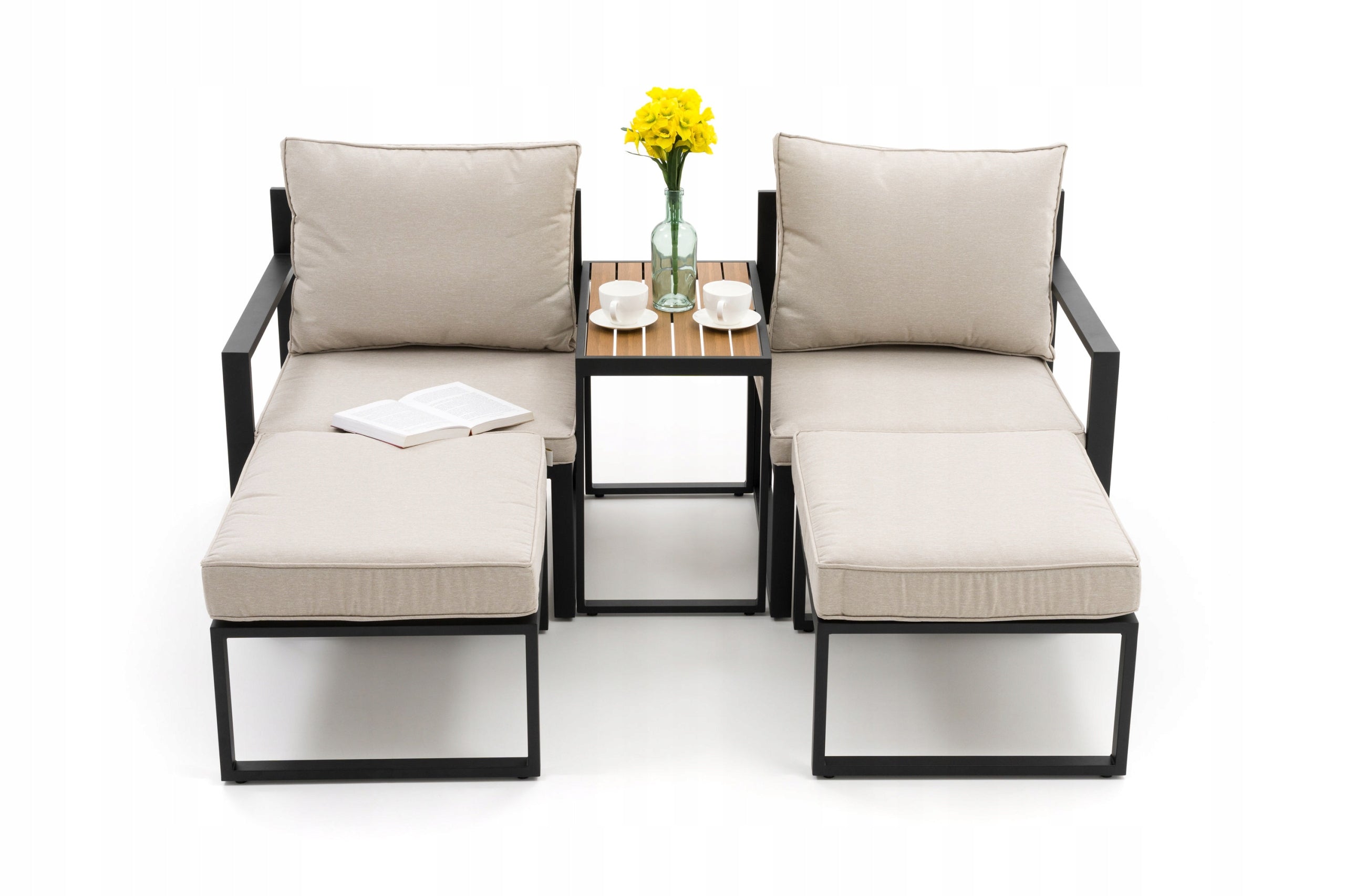 PATIO FURNITURE BALCONY MODERN ALUMINUM ATOLL 2 GRAPHITE BEIGE Manufacturer code ZESTAW ATOL 2 - GRAFITOWO-BEŻOWY