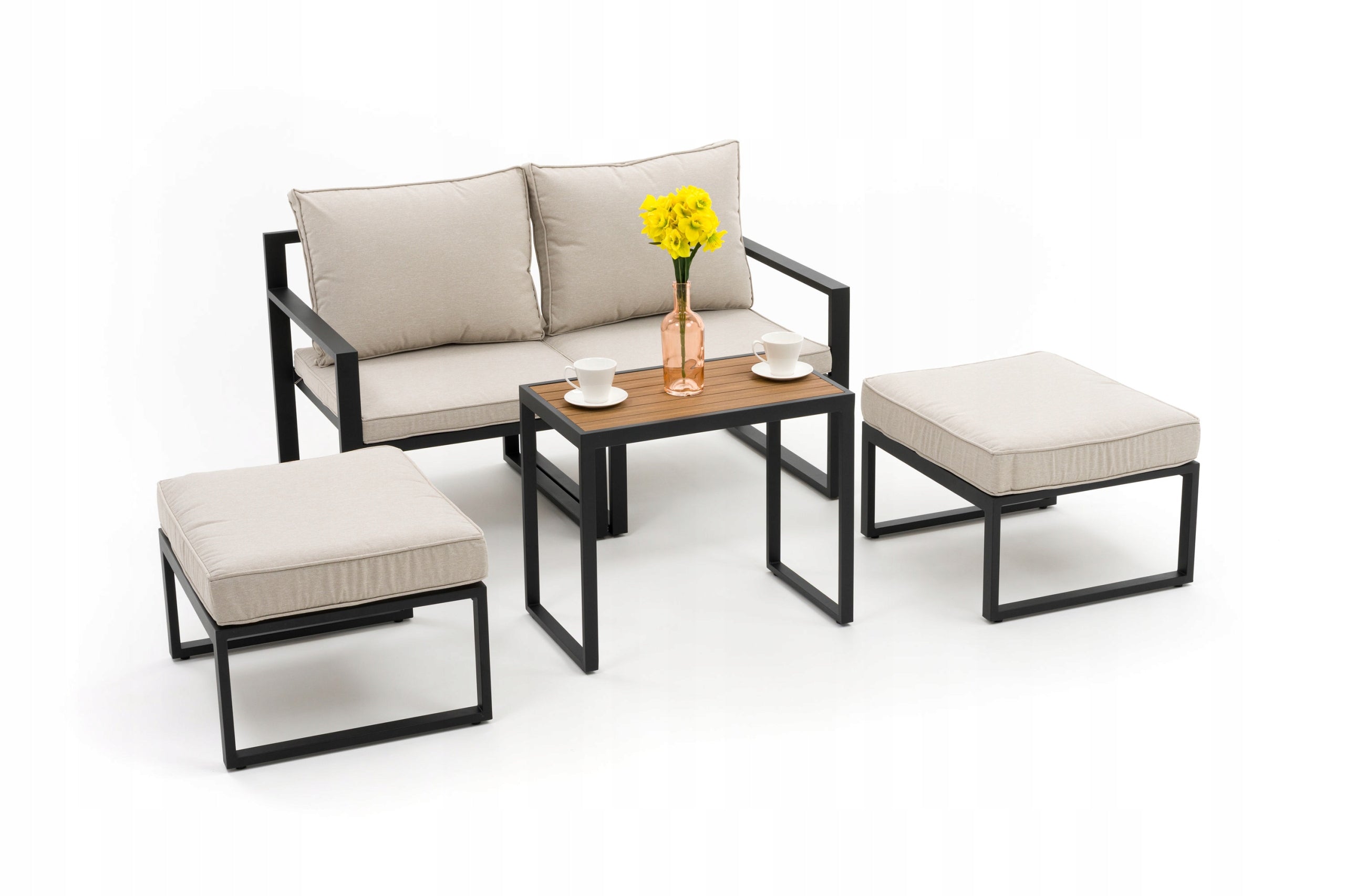 PATIO FURNITURE BALCONY MODERN ALUMINUM ATOLL 2 GRAPHITE BEIGE Number of items in the set 5
