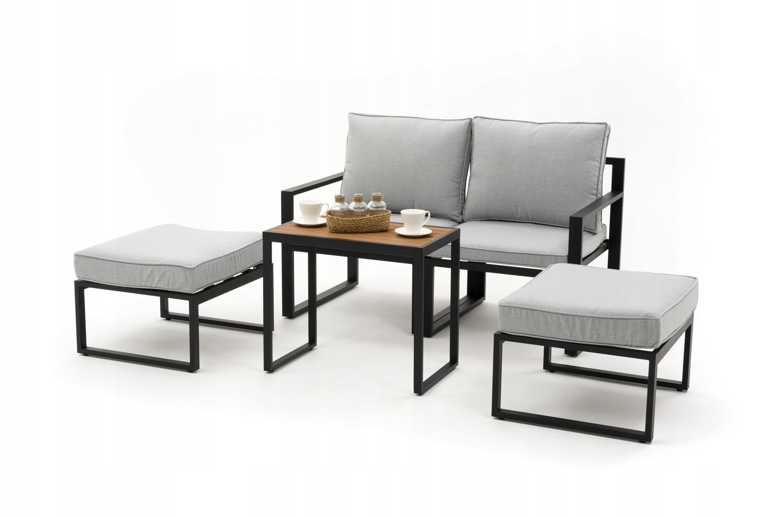 PATIO FURNITURE BALCONY MODERN ALUMINUM ATOLL 2 GRAPHITE GRAY Line NEWHOME GARDEN