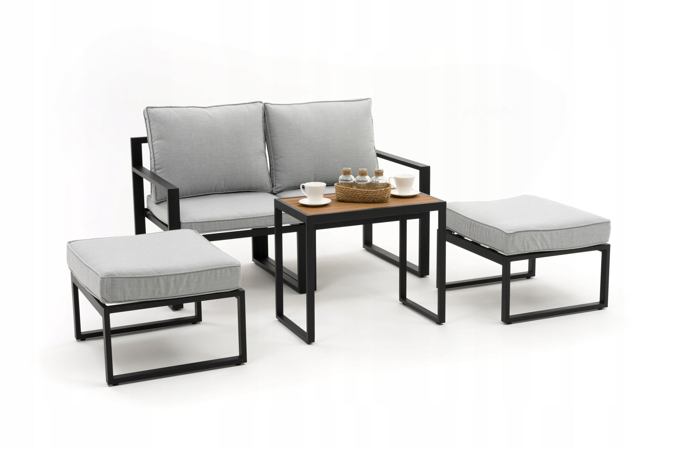 PATIO FURNITURE BALCONY MODERN ALUMINUM ATOLL 2 GRAPHITE GRAY Number of items in the set 5