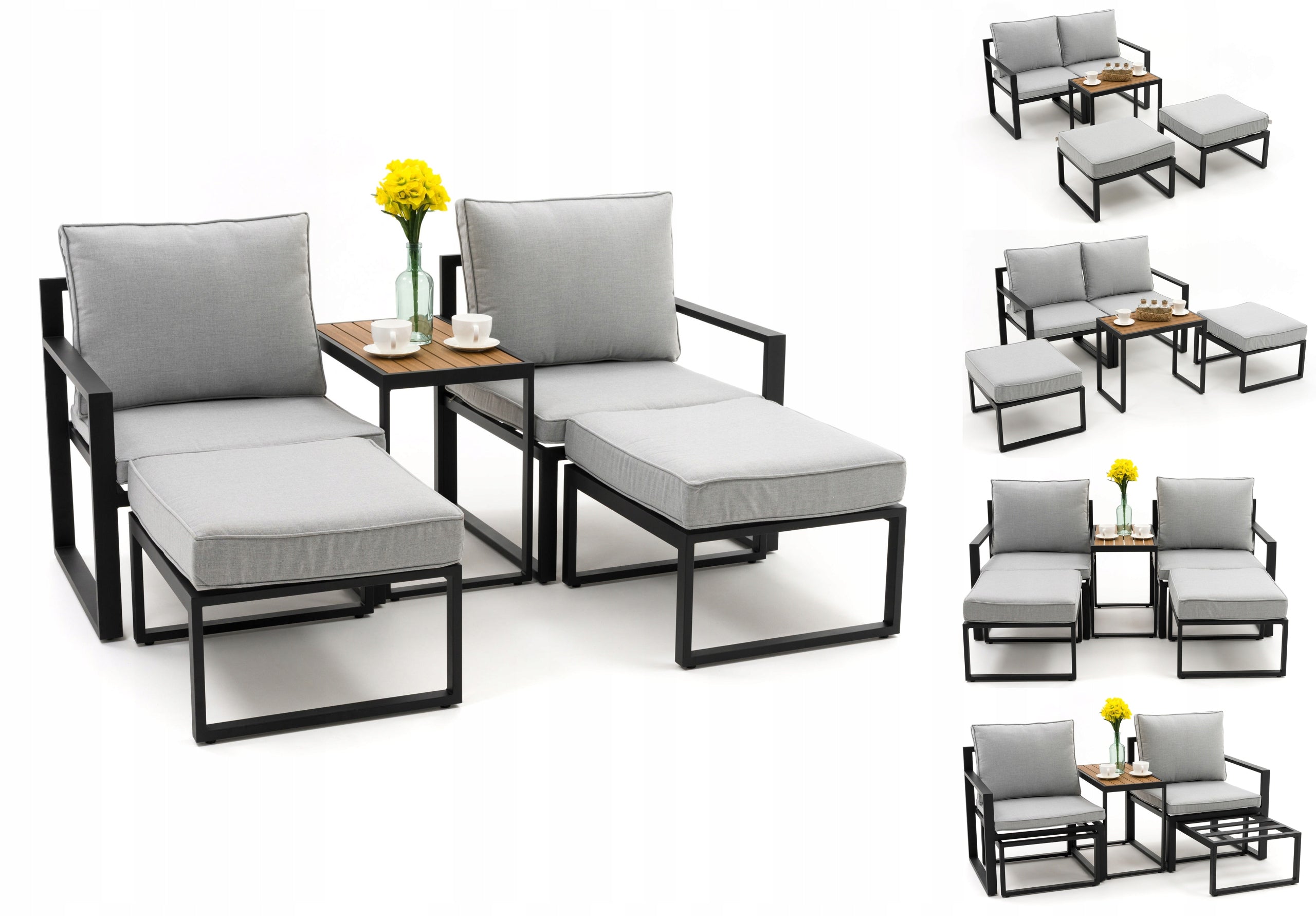 PATIO FURNITURE BALCONY MODERN ALUMINUM ATOLL 2 GRAPHITE GRAY