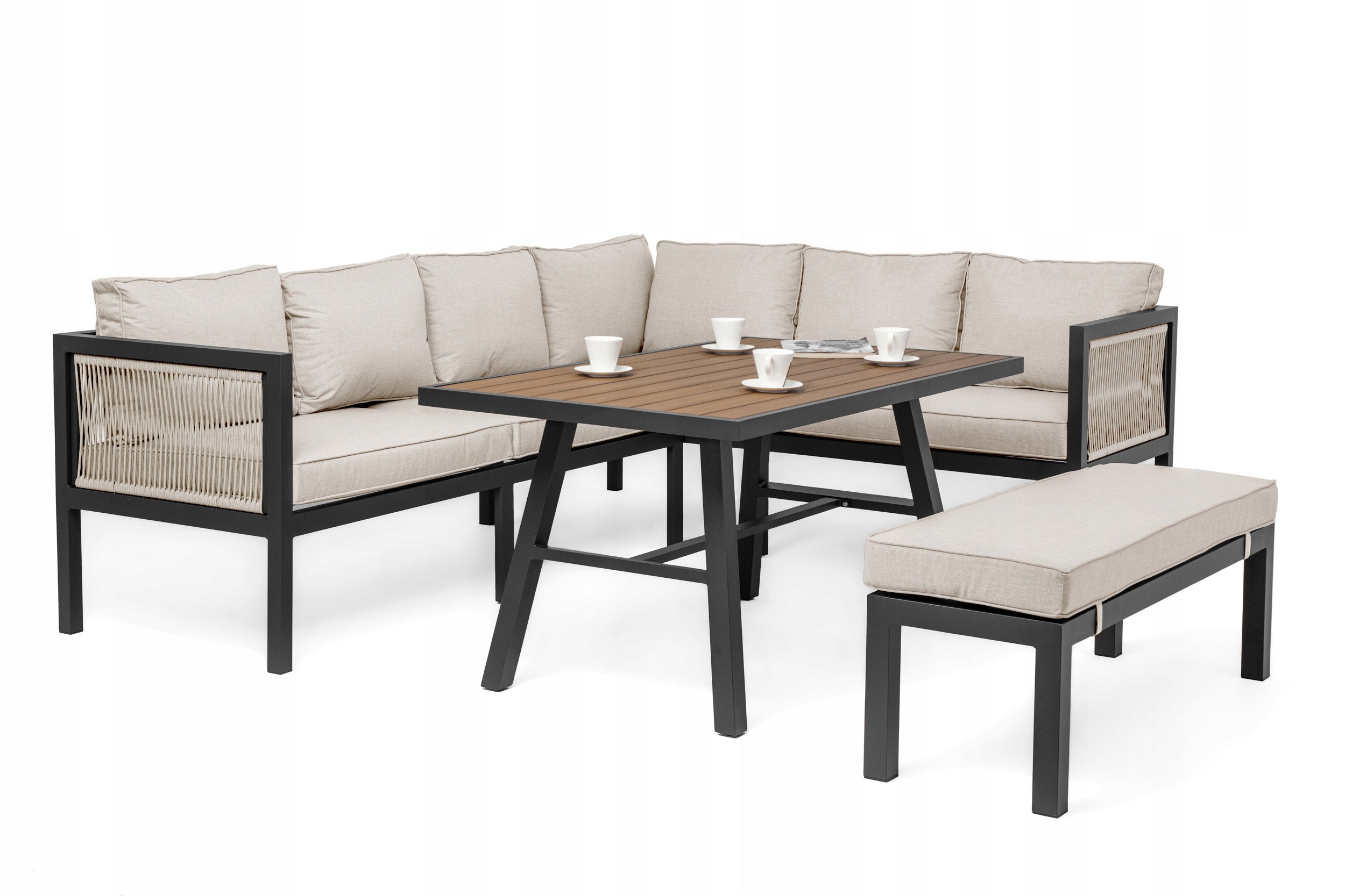 PATIO FURNITURE TERRACE ALUMINUM CORNER TABLE PORTOFINO BEIGE