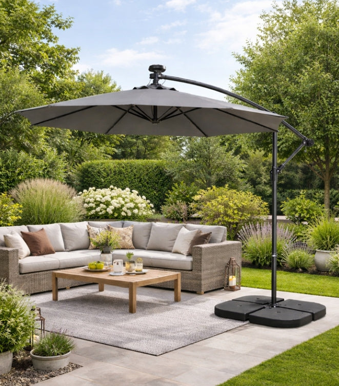 PATIO UMBRELLA WITH LED LIGHTS FOLDING WITH COVER Kind with lighting