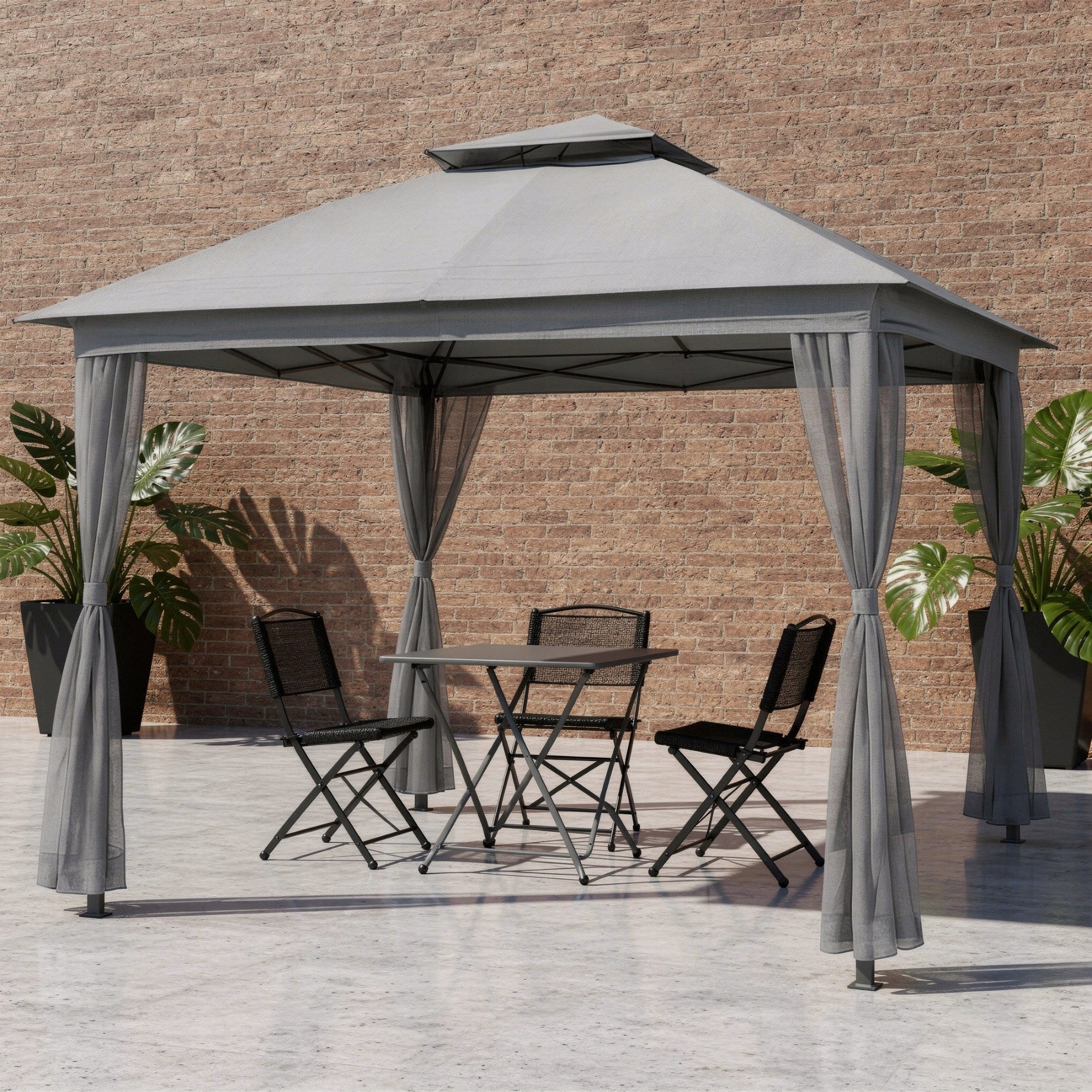 PAVILION CAMPING TENT GARDEN Folding MOSQUITO NET gazebo 3m x 3m Length 3 m