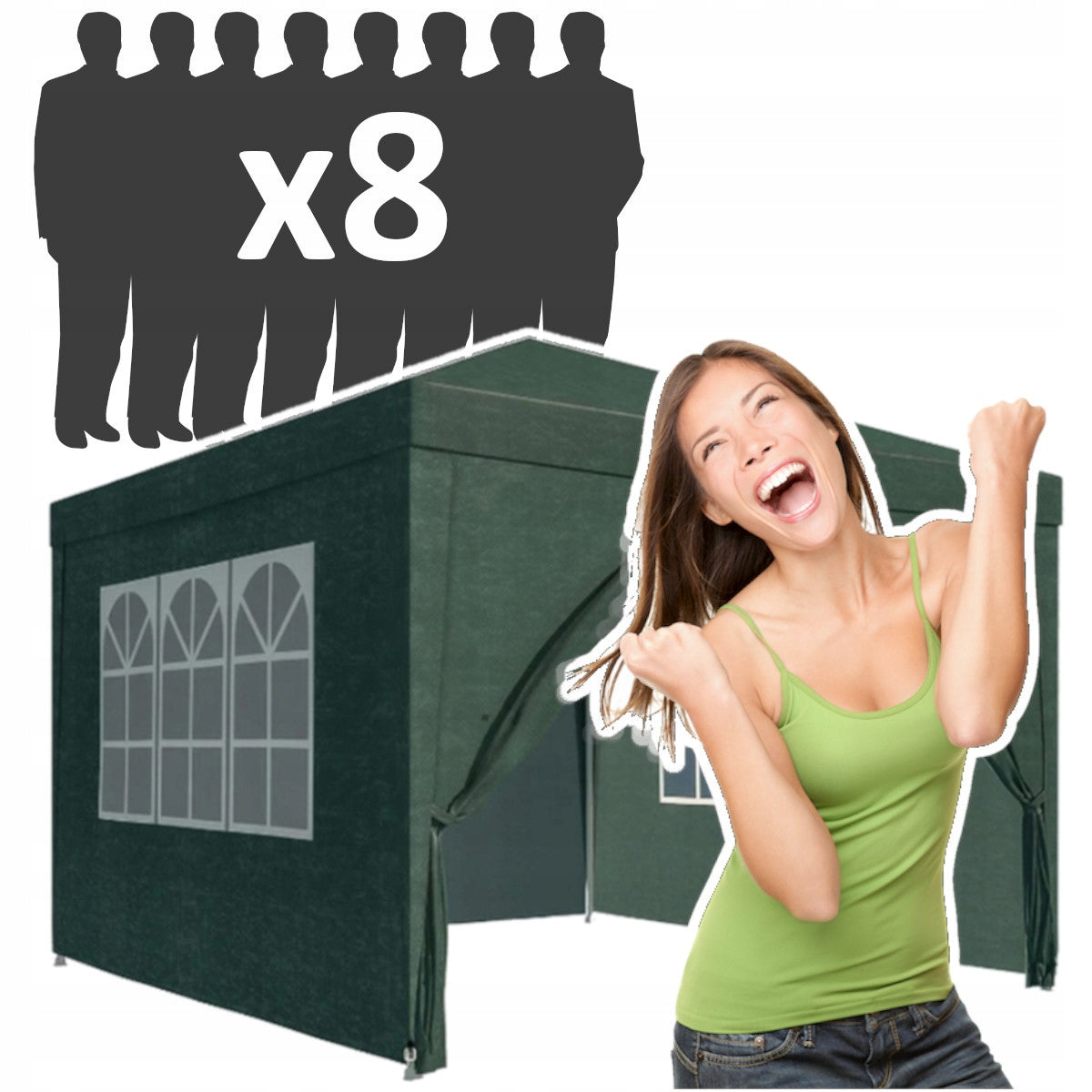 PAVILION GARDEN TENT COMMERCIAL Catering For Garden 3x3 Windows 4 Walls Number of windows 6