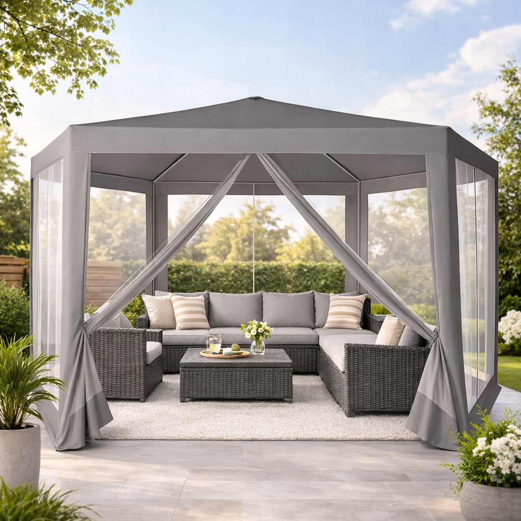 PAVILION GARDEN TENT GAZEBO WITH MOSQUITO NET WATERPROOF 4X4m 6 WALLS Manufacturer MultiGarden