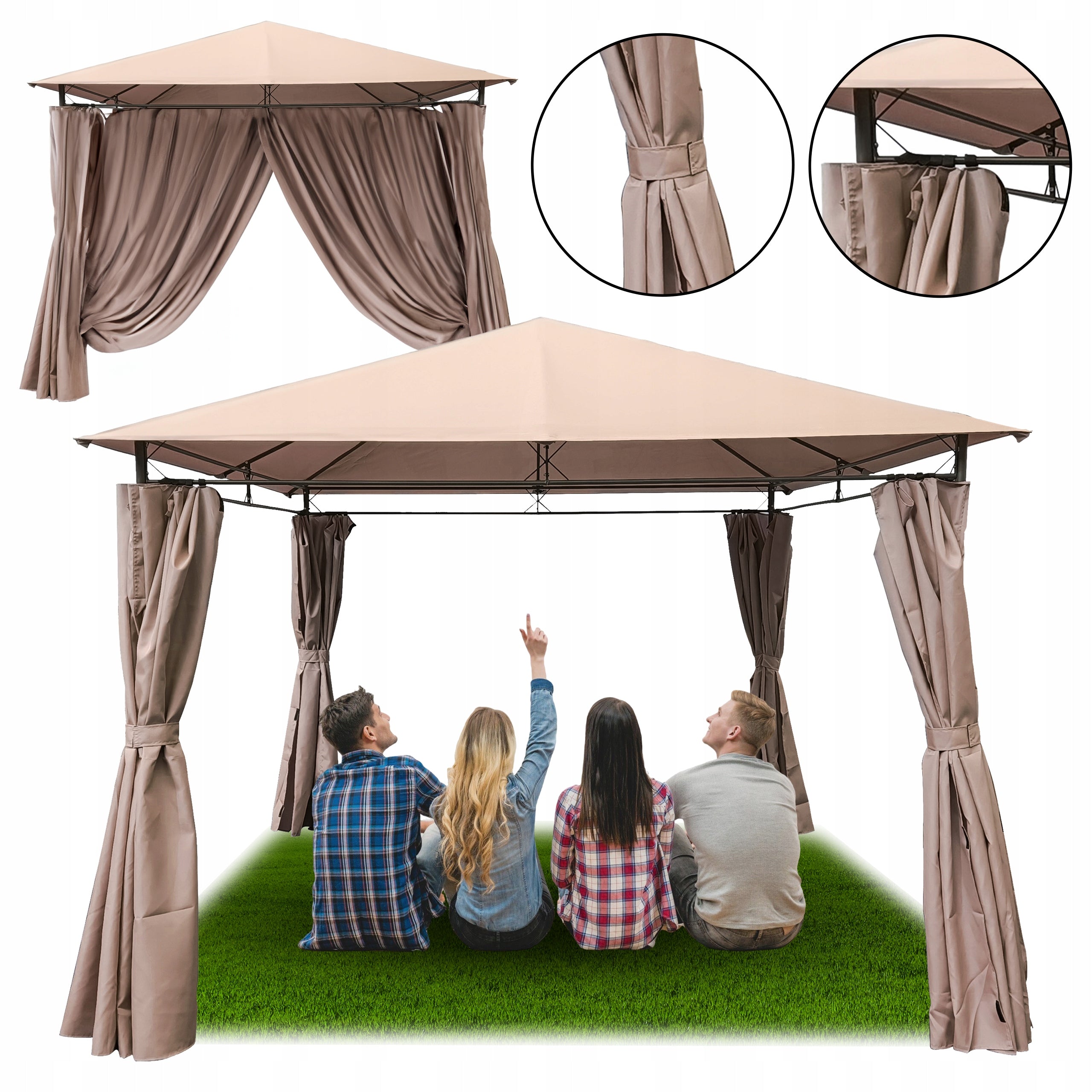 PAVILION GAZEBO MOSQUITO NET GARDEN TENT STRONG STEEL 3x3m YUKON BEIGE Manufacturer Kontrast