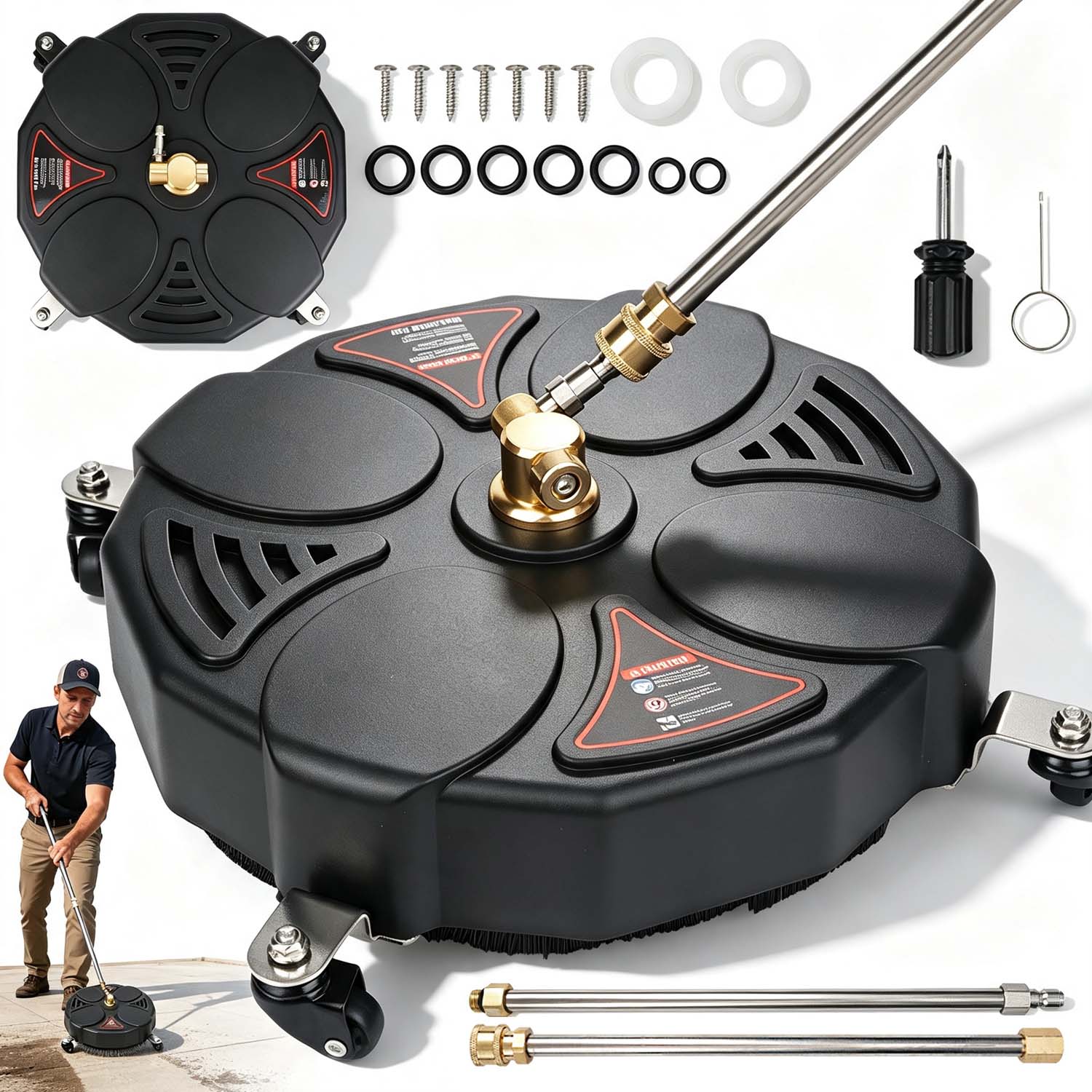 PAVING STONE WASH BRUSH PRESSURE WASHER FOR 13" TERRACE DRIVEWAY