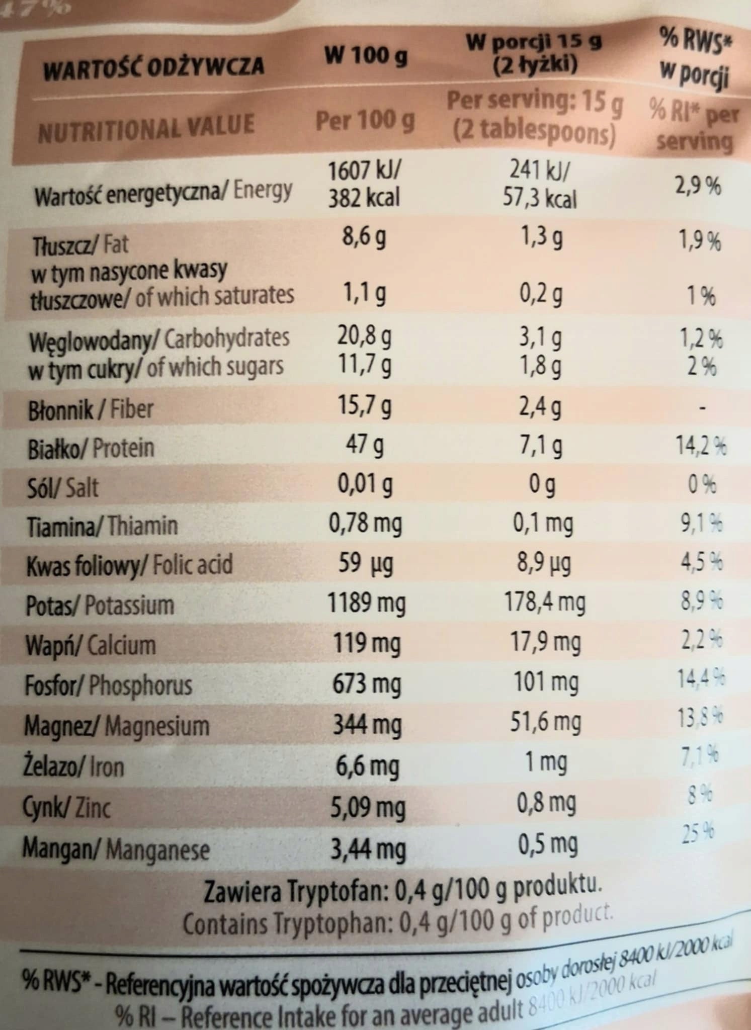 PEANUT PROTEIN 47% 250G / OLVITA EAN (GTIN) 5902841300040