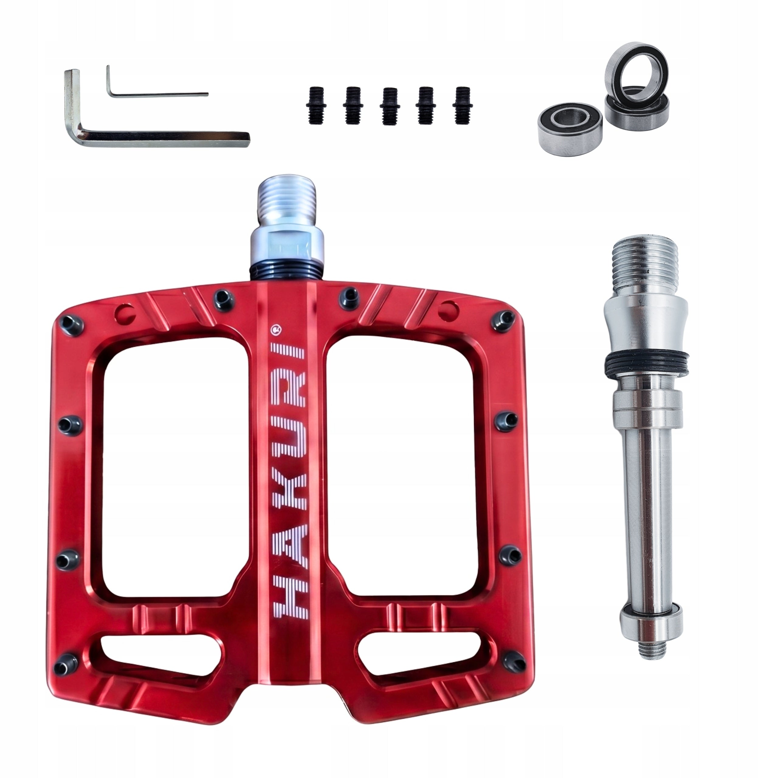 PEDALS RED PLATFORM ALUMINUM LIGHTWEIGHT 3 MTB PINS Machine Bearings Packaging status original