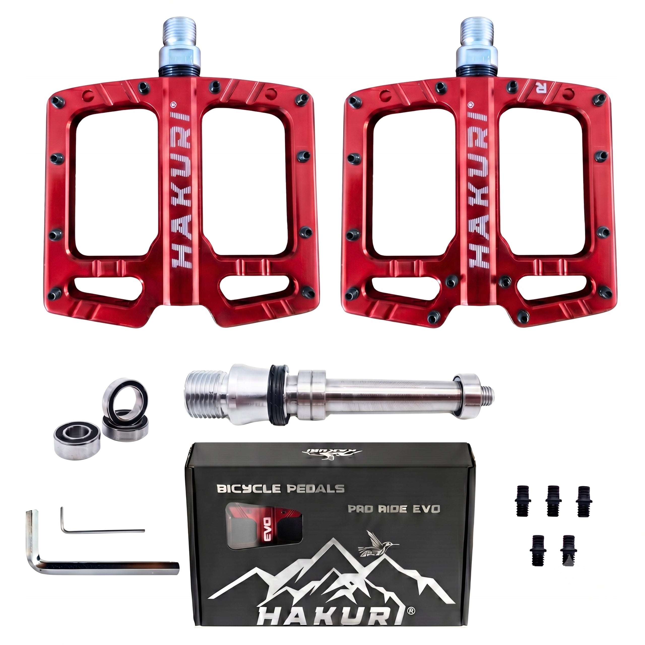 PEDALS RED PLATFORM ALUMINUM LIGHTWEIGHT 3 MTB PINS Machine Bearings