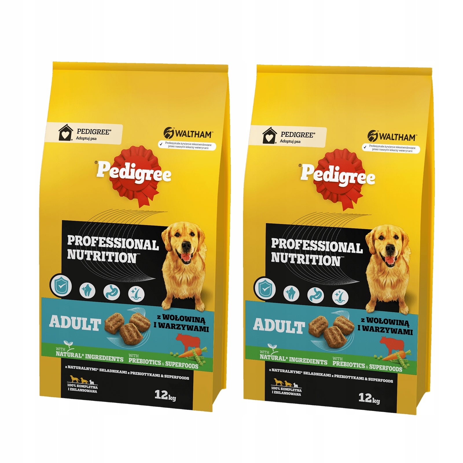 PEDIGREE ADULT 2x12kg BEEF WITH VEGETABLES DRY DOG FOOD