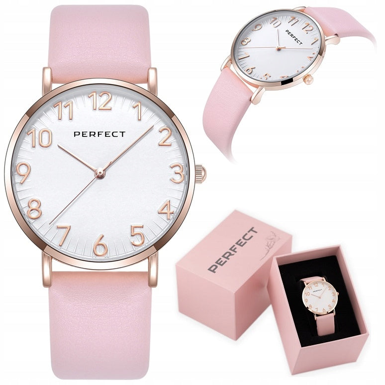 PERFECT BELLA WOMEN'S WATCH + BOX + ENGRAVING numbers on the classic leather strap