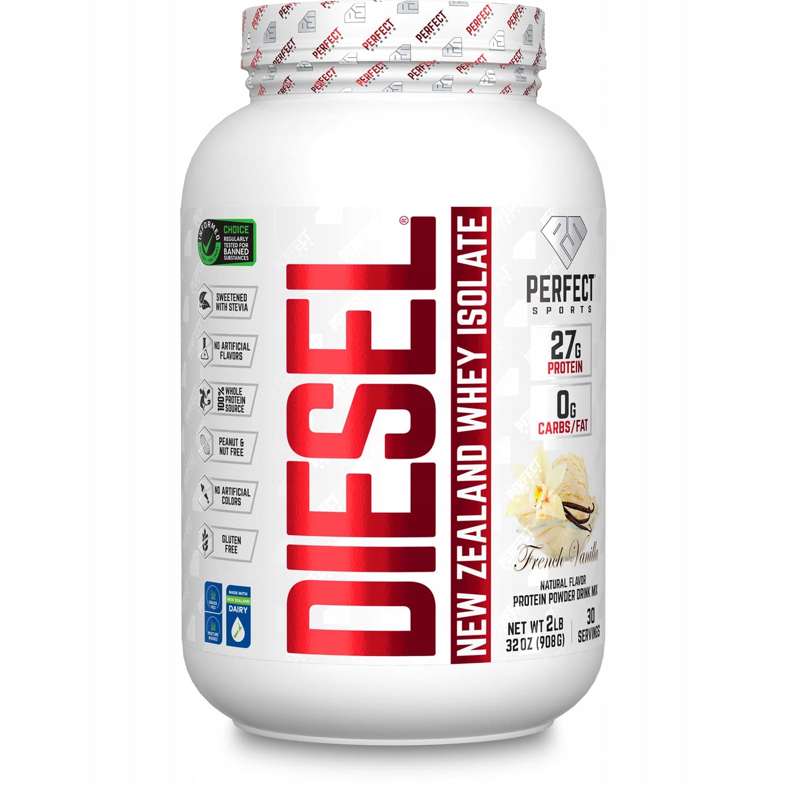 PERFECT Sports, Diesel, New Zealand whey isolate, French vanilla,