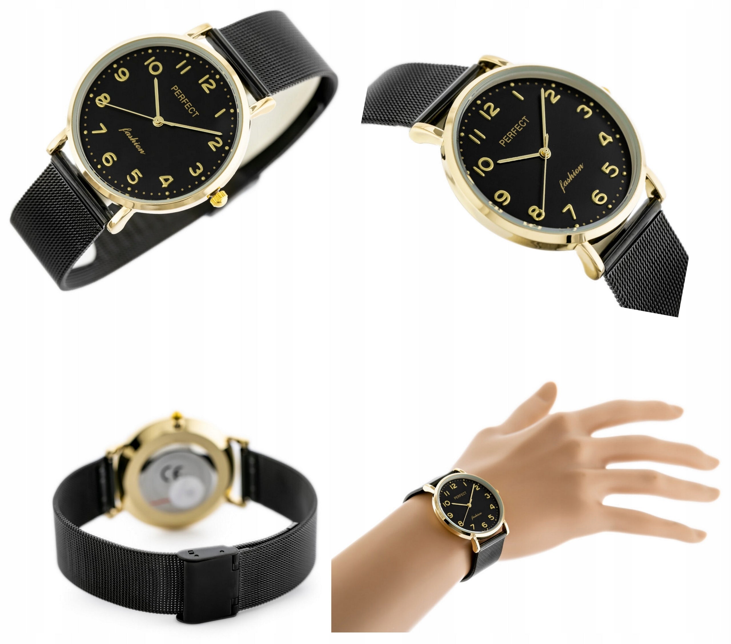 PERFECT TINA WOMEN'S WATCH + BOX + ENGRAVING numbers, gold mesh bracelet Manufacturer code F332 PERFECT