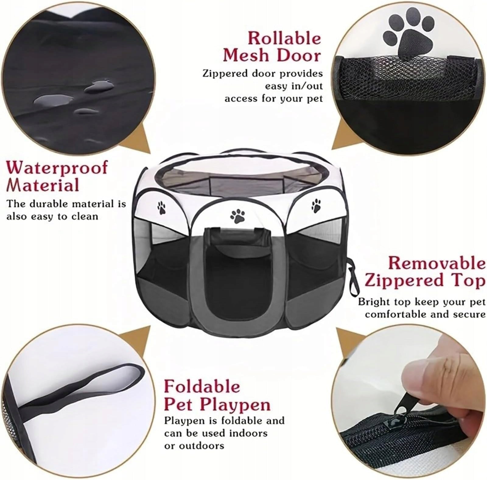 PET PLAYPEN 74X74X43CM FOLDING PORTABLE OUTSIDE INSIDE Brand no brand