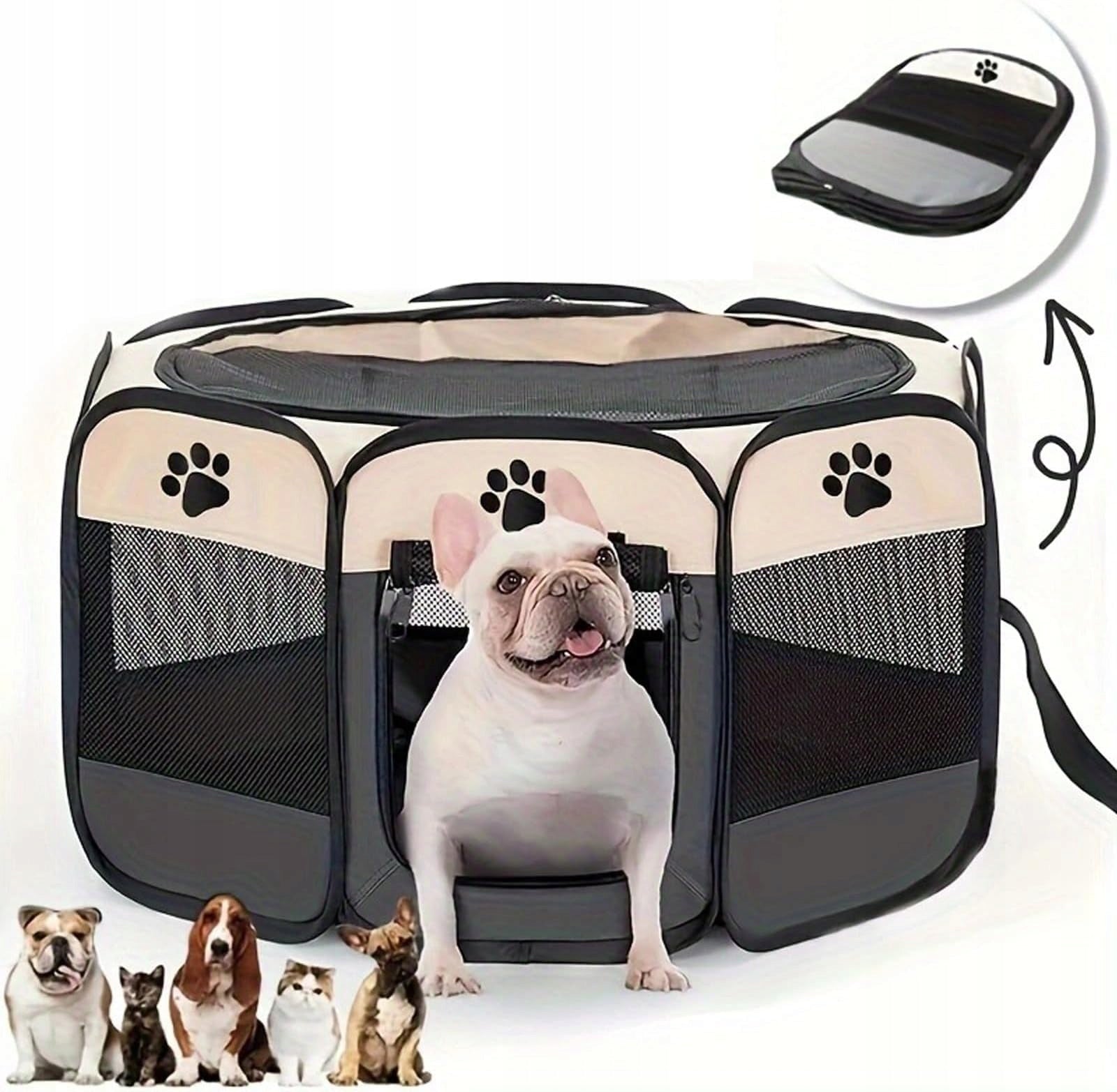 PET PLAYPEN 74X74X43CM FOLDING PORTABLE OUTSIDE INSIDE