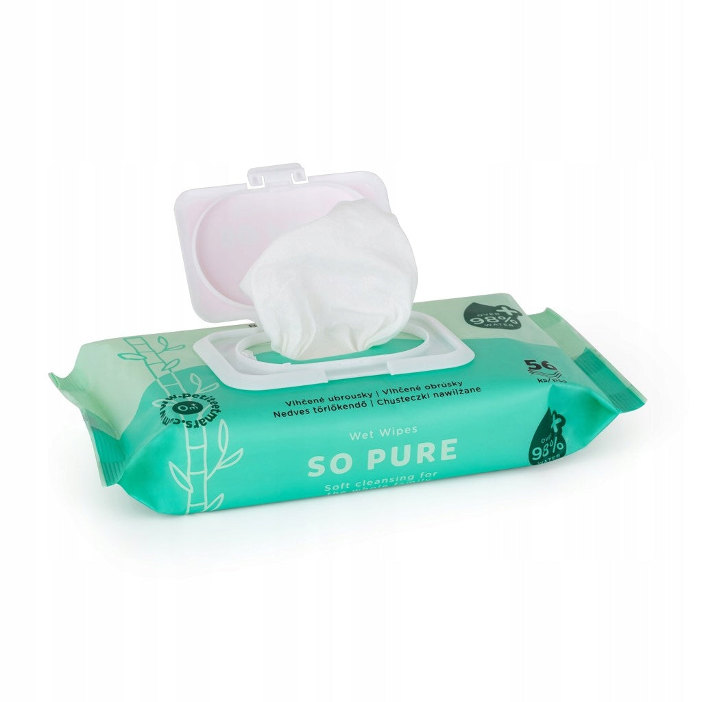 PETITE&MARS Bamboo wet wipes SO PURE biodegradable 56 pcs Manufacturer code 305100