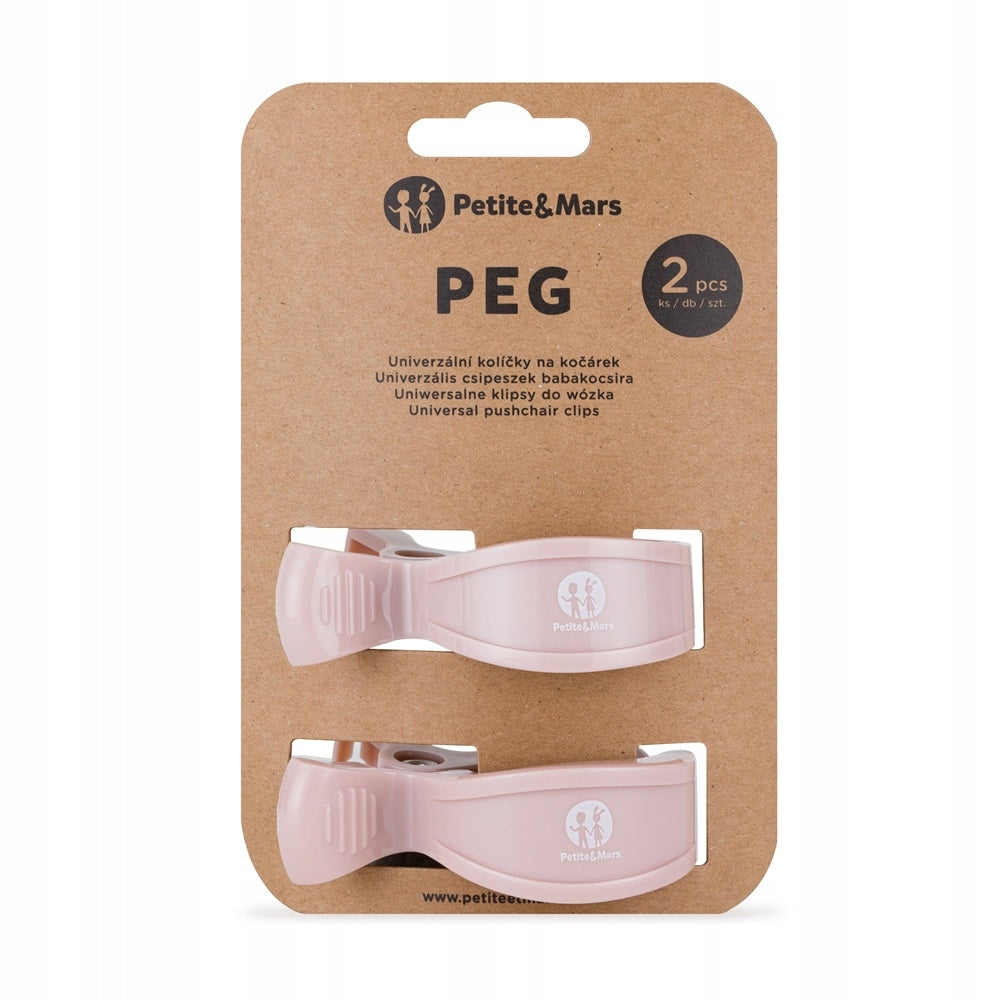 PETITE&MARS Peg Stroller Clips, 2pcs, Rose Pink Packaging status original