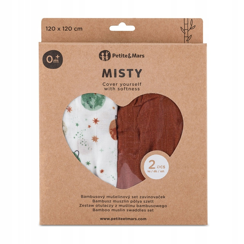 PETITE&MARS bamboo muslin swaddle 2 pcs Misty Celestial 120x120 Packaging status original