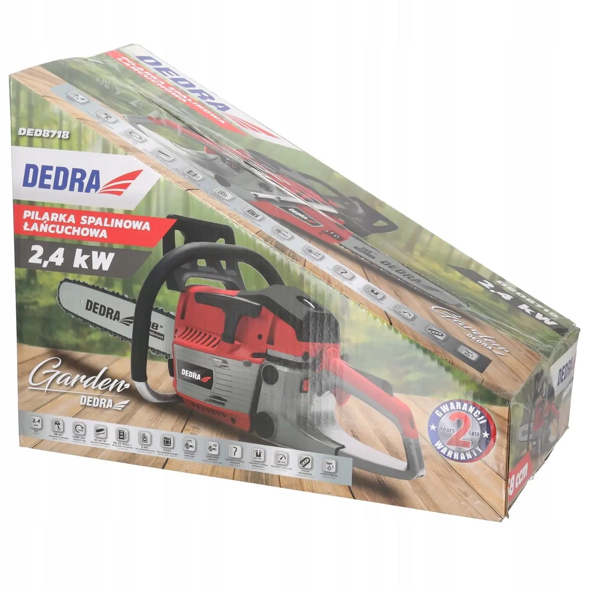 PETROL CHAIN SAW 45CM 2.4KW DED8718 DEDRA Series Garden DEDRA
