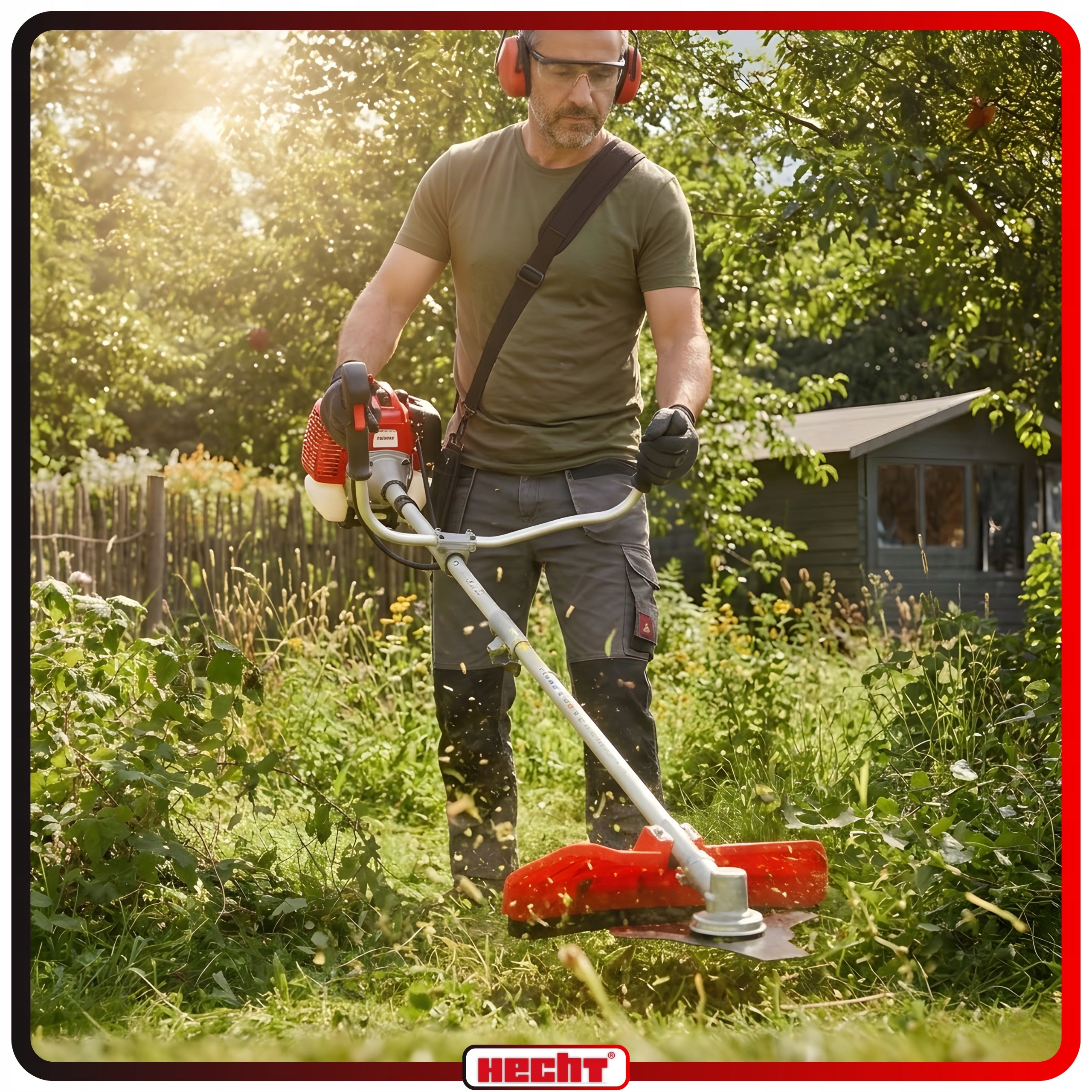 PETROL GRASS TRIMMER HECHT 142 BTS 2KM DISC HEAD HARNESS Brand Hecht