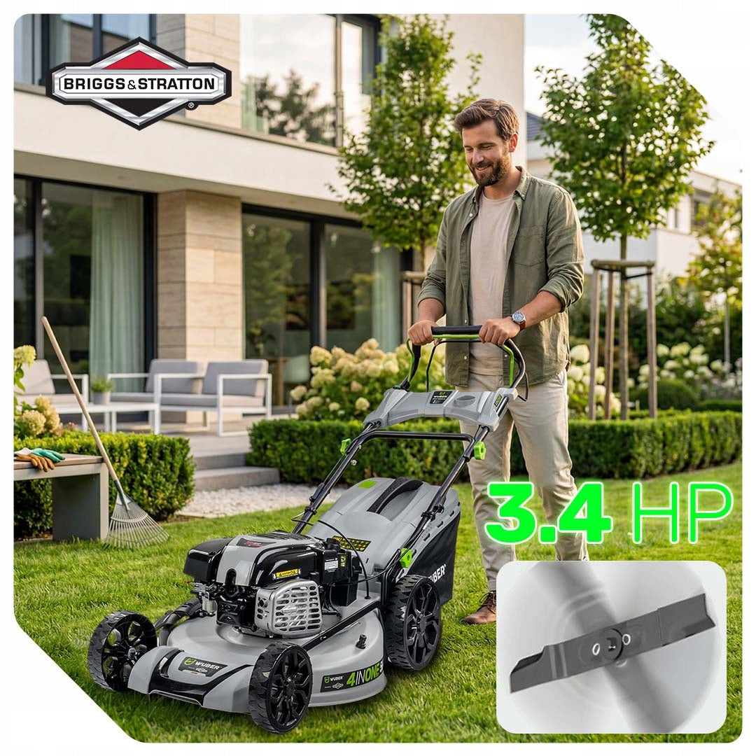 PETROL LAWN MOWER BRIGGS & STRATTON DRIVE START ON BUTTON 56 CM Basket capacity 70 l