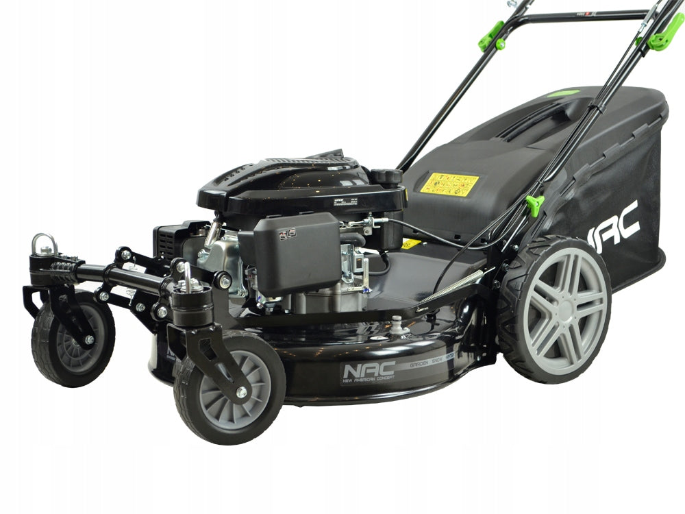 PETROL MOWER WITH DRIVE WIDTH 56 CM SWIVEL WHEELS FRONT MULCHING BASKET Model 40001